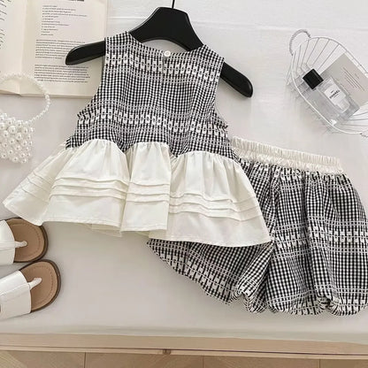 Süßes Picknick – Schwarz-weißes Gingham-Set für Mädchen