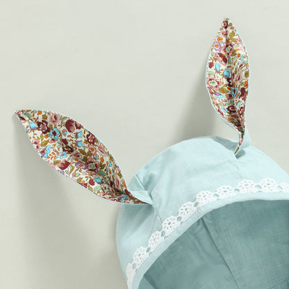 Baby Bunny Romper Set with Bonnet – Soft Blue