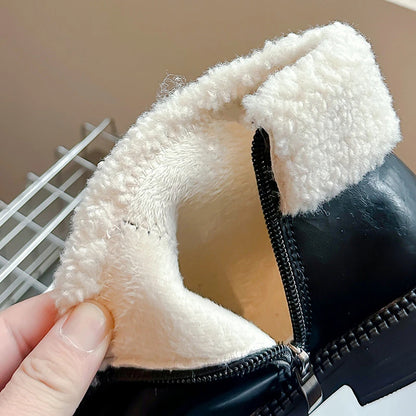 Black Pom-Pom Lined Winter Boots