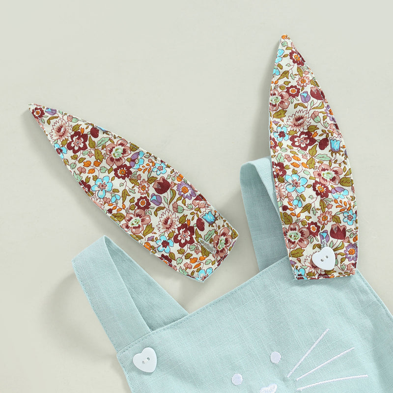 Baby Bunny Romper Set with Bonnet – Soft Blue