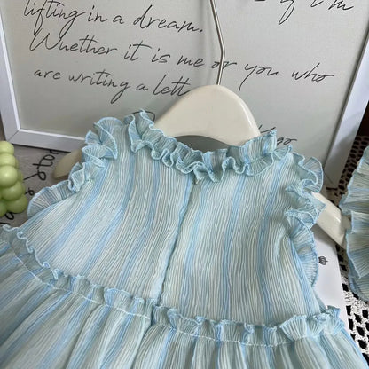 Blueberry Whispers – Light Blue Ruffle Dress for Girls