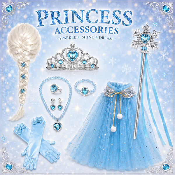 Girls dress up accessories - princess tiaras, fairy wings, wands and costume jewelry