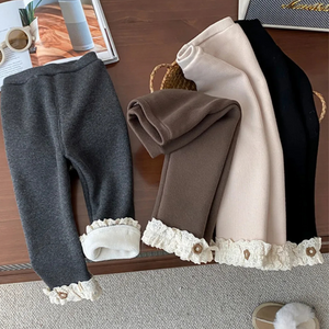 Leggings invernali comodi con finiture in pizzo
