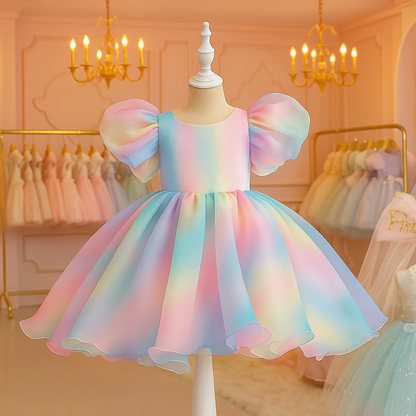 Vestido de fiesta arcoíris para niños