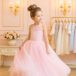 Abito lungo in tulle rosa da principessa per bambine