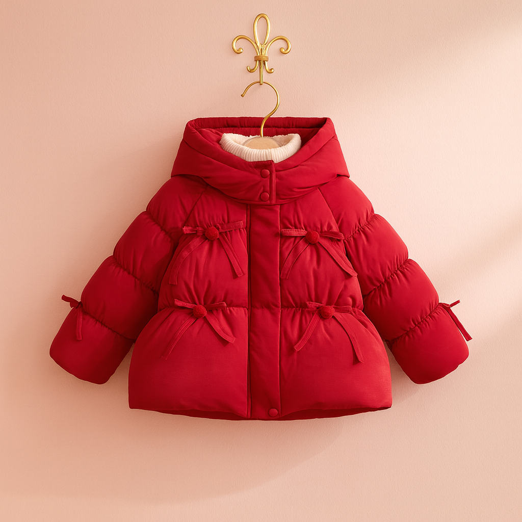 Cherry Bow Puff Coat