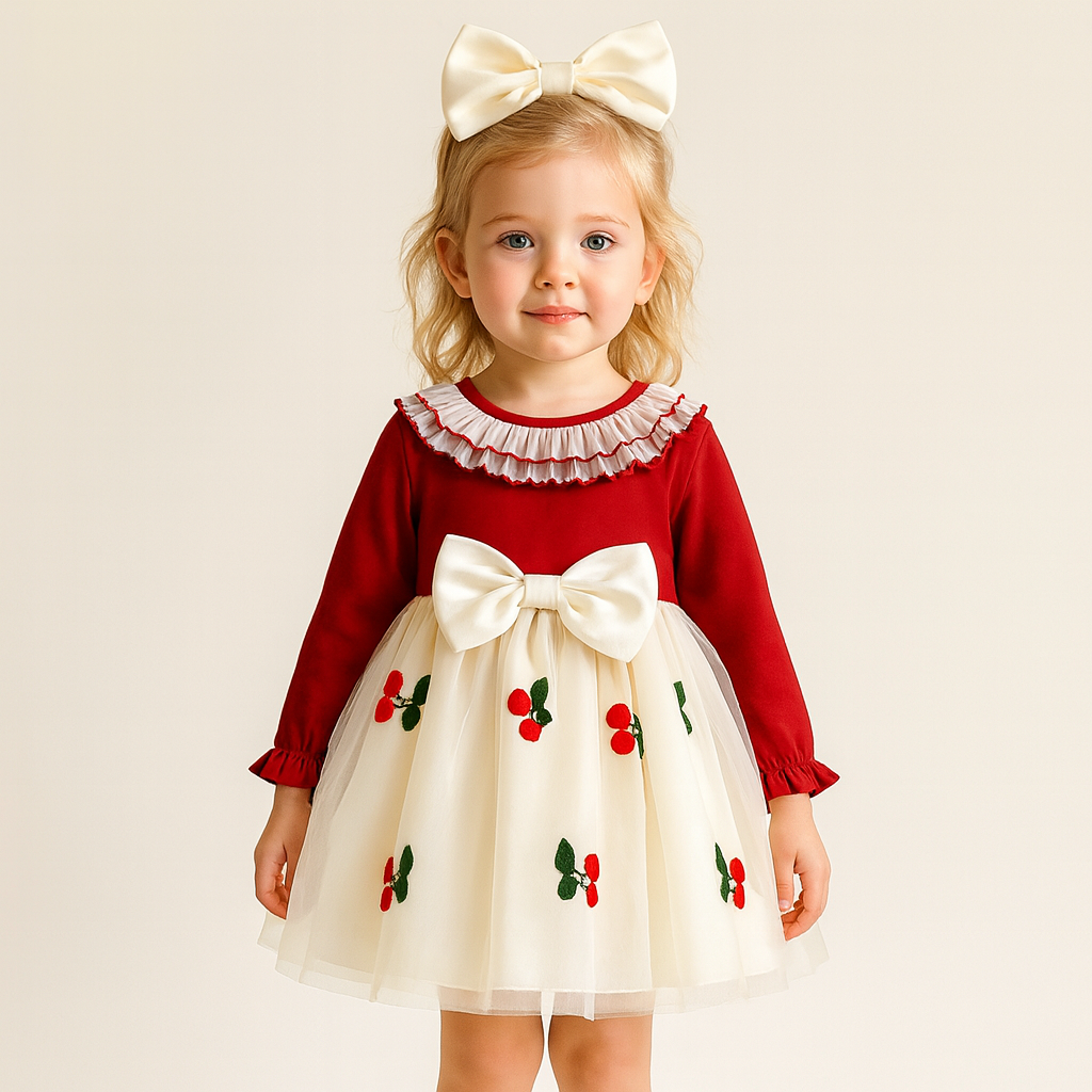 Cherry Bow Baby Girl Dress