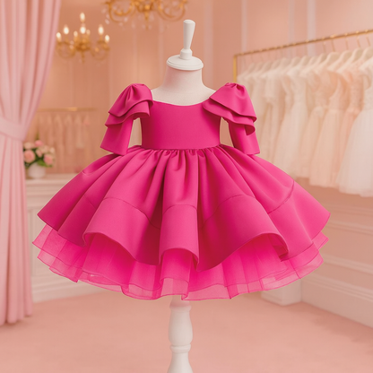 Princess Charm Ruffle Sleeve Kids Party Dress