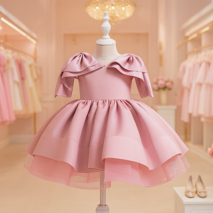 Princess Charm Ruffle Sleeve Kids Party Dress