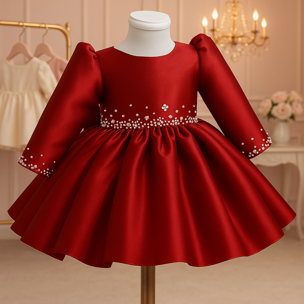Crimson Blossom Princess Dress