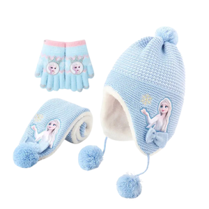 Set invernale con cappello, sciarpa e guanti della principessa delle nevi azzurra