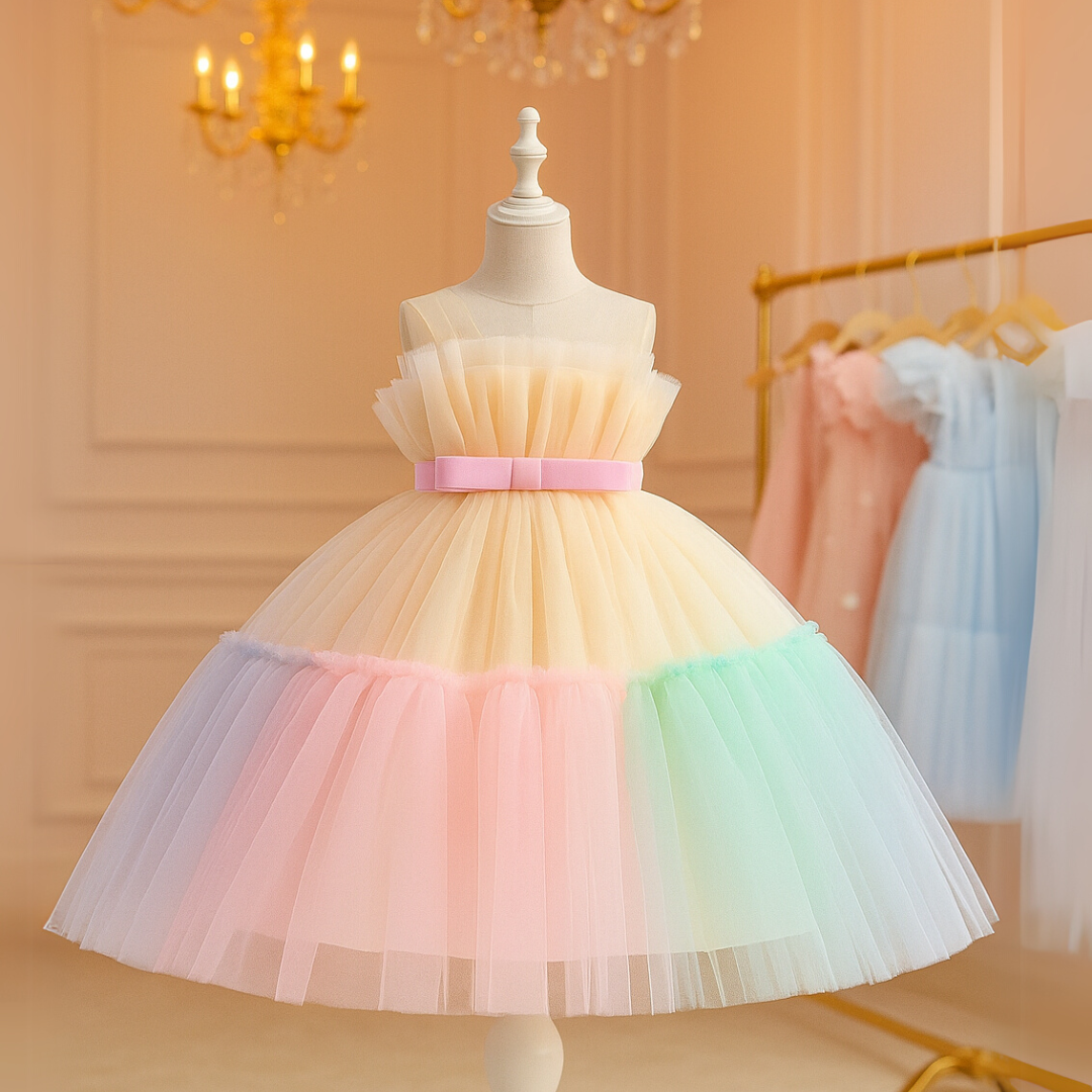 Rainbow Tulle Princess Party Dress