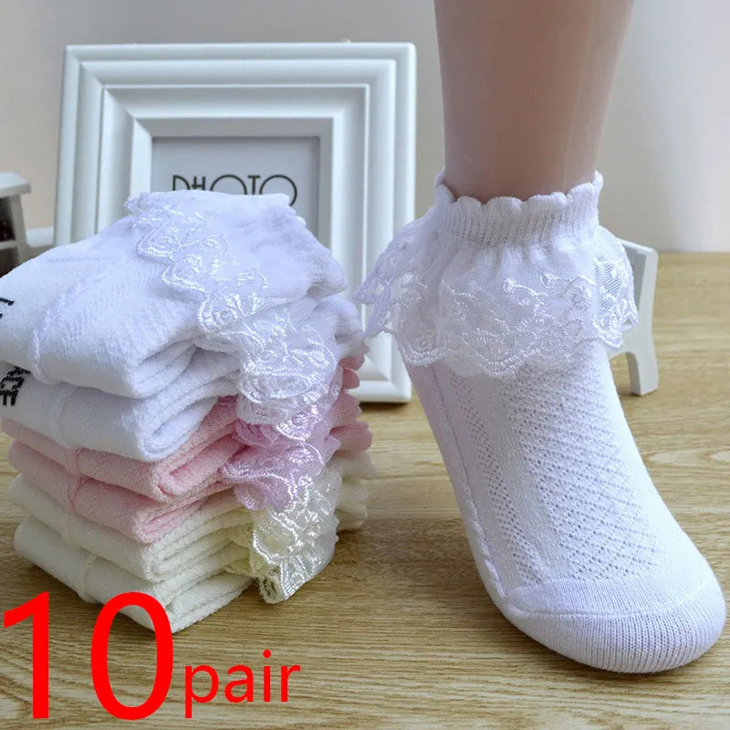 Prinzessinnen-Spitzensocken-Set – 10 Paar 