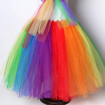 Vestido de tul de poni arcoíris para niñas 