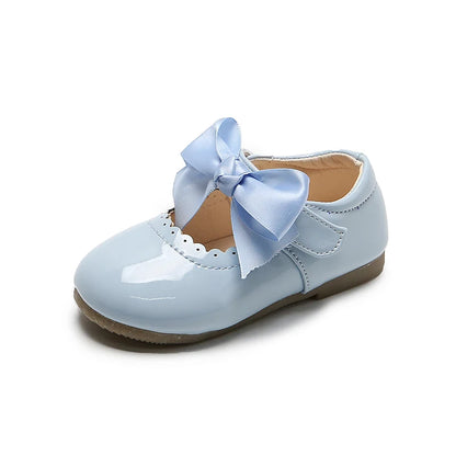 Girls’ Patent Leather Shoes with Satin Bow