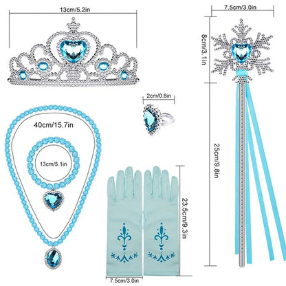 Eiskönigin-Prinzessin-Accessoire-Set – Perücke, Krone, Zauberstab und Handschuhe