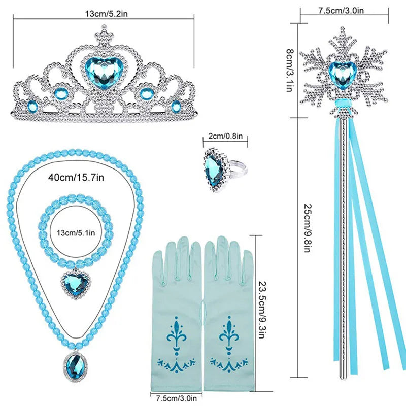 Eiskönigin-Prinzessin-Accessoire-Set – Perücke, Krone, Zauberstab und Handschuhe