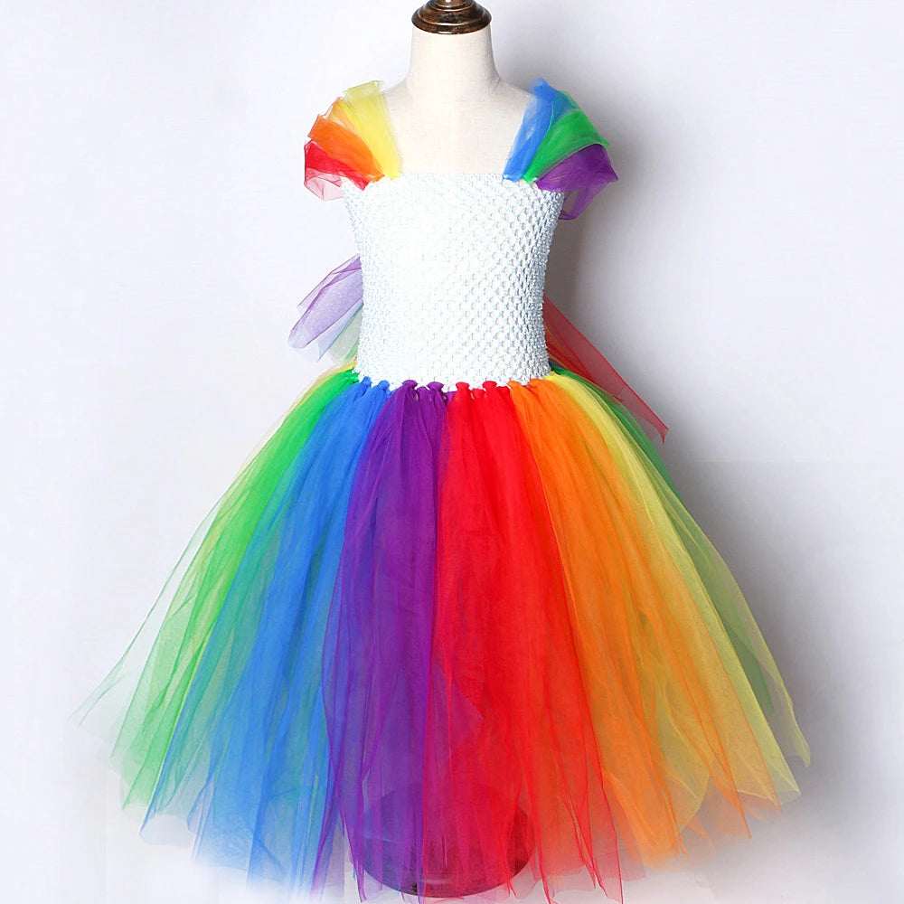 Regenbogen-Pony-Tüllkleid für Mädchen 