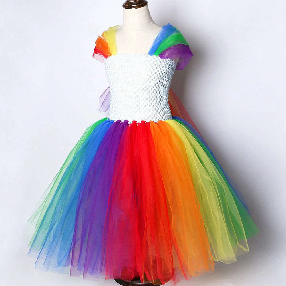 Regenbogen-Pony-Tüllkleid für Mädchen 