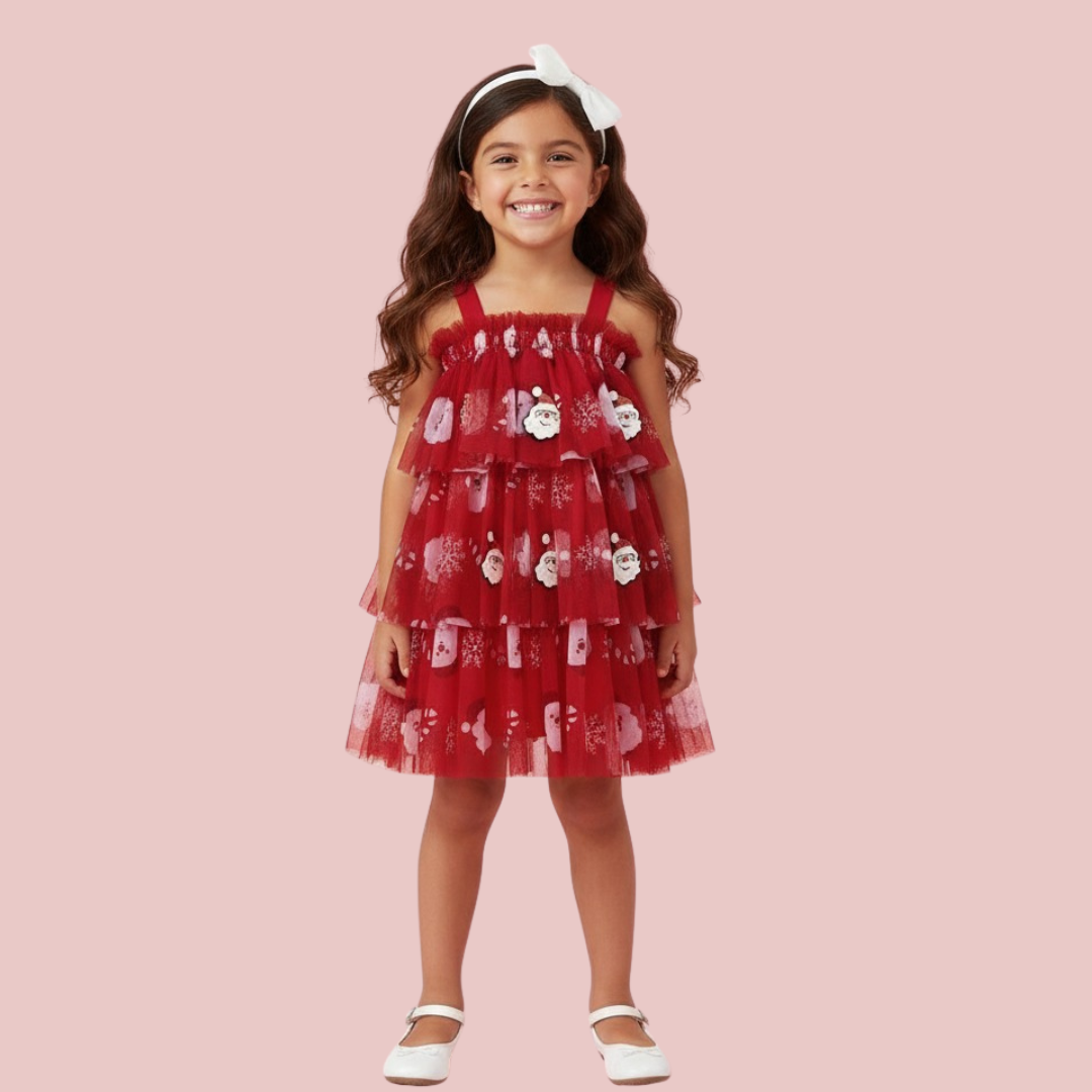 Santa Party Layered Tulle Dress