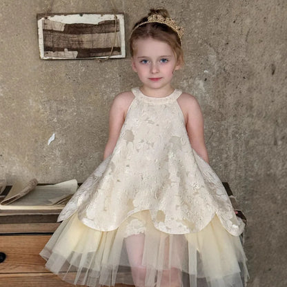 Vestido de fiesta infantil Golden Bloom