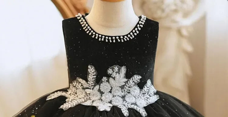 Girls Black Sparkle Tulle Party Dress