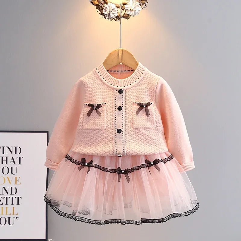 Sweetheart Bows Knit & Tulle Set