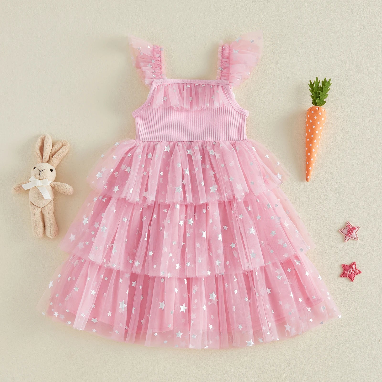 Girls’ Dress Bunny Princess Pink Tulle Dress