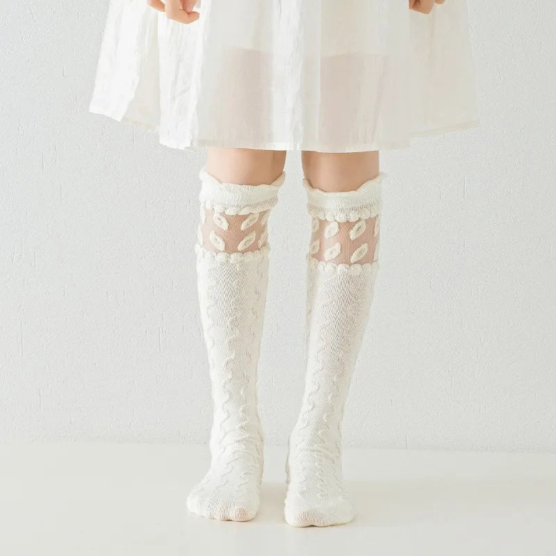 Lolita Strukturiertes Kniestrümpfe-Set – 5 Paar romantische Eleganz für Mädchen 