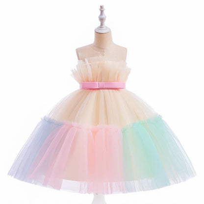 Regenbogen-Tüll-Prinzessinnen-Partykleid