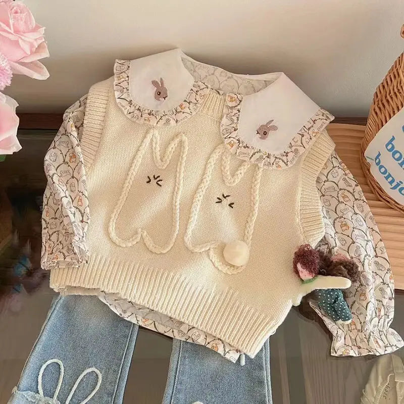 Bunny Knit & Jeans 3-Piece Girls' Set