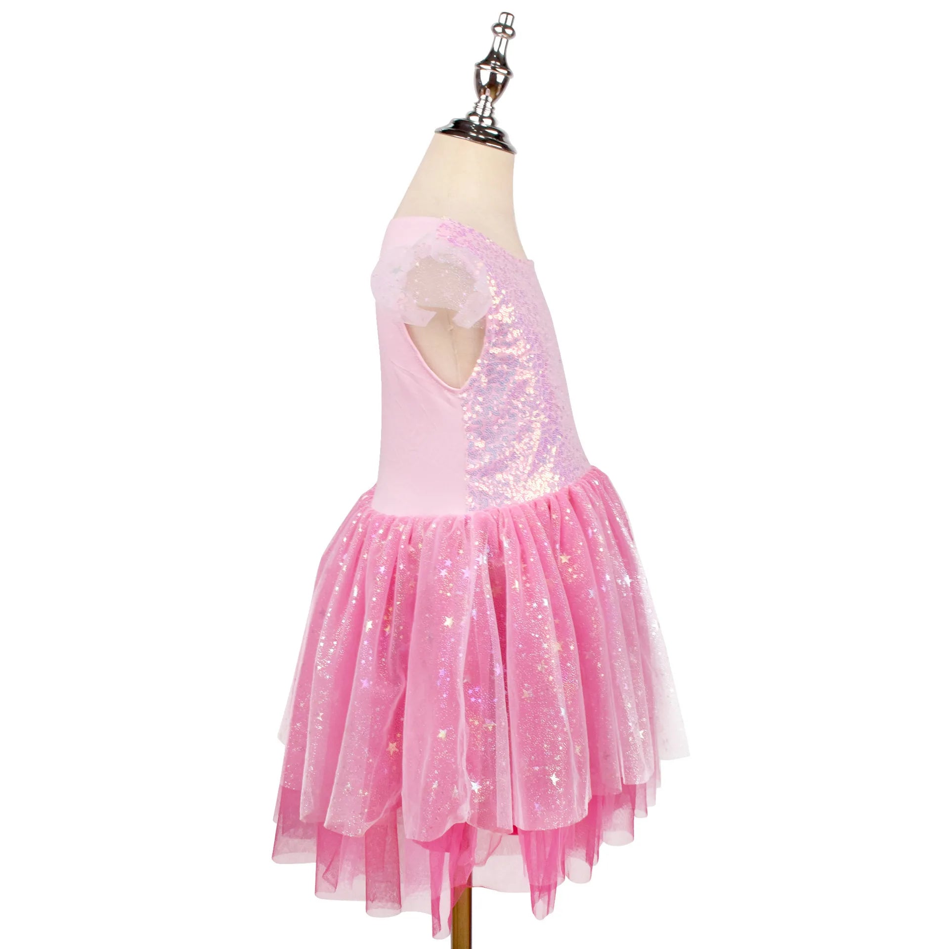 Rosa Glamour-Puppenkleid für Mädchen mit Schleifen-Tiara