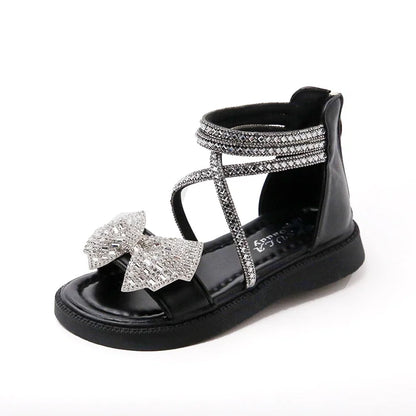 Sandalias de gladiador con lazo brillante