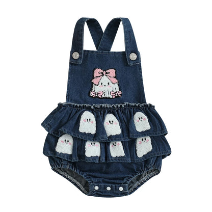🎃 Boo Baby Halloween Denim Romper