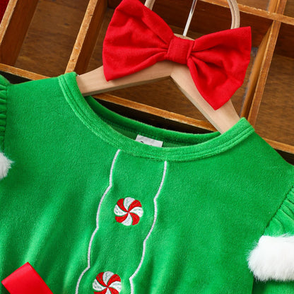 Christmas Elf Tulle Dress with Headband