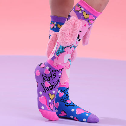 Calzini lunghi fino al ginocchio Puppy Love - Con orecchie di peluche flosce