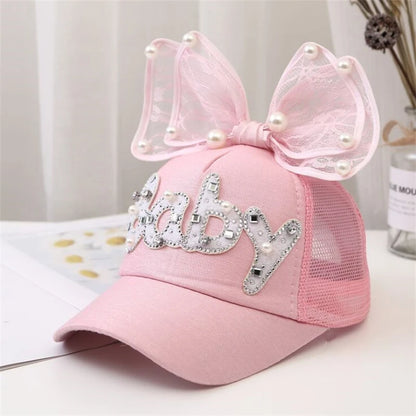 Sparkle Bunny Baseball Cap – Glamouröse Schleifenmütze für Mädchen