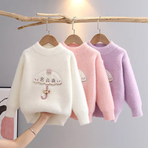 Maglione principessa con ombrello ricamato