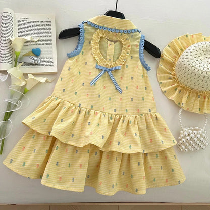 Sunny Dots Yellow Ruffle Dress for Girls