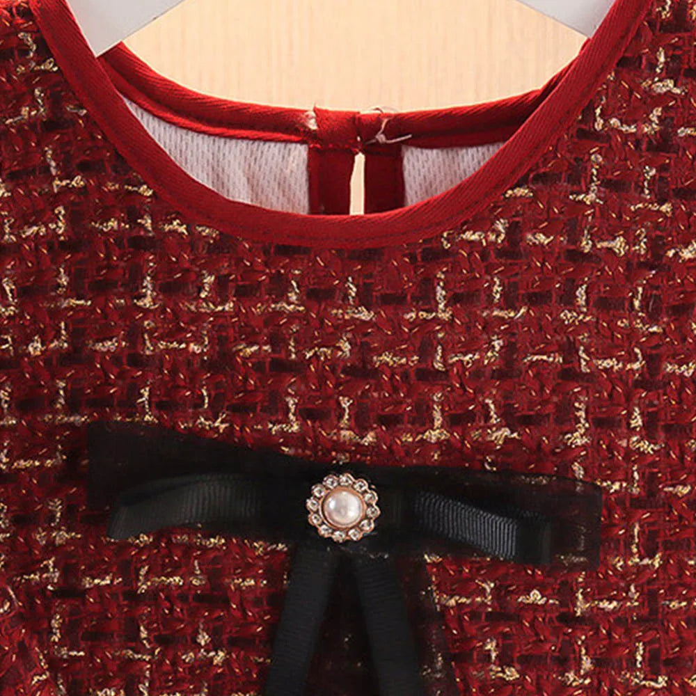Conjunto de tweed rojo parisino para niña