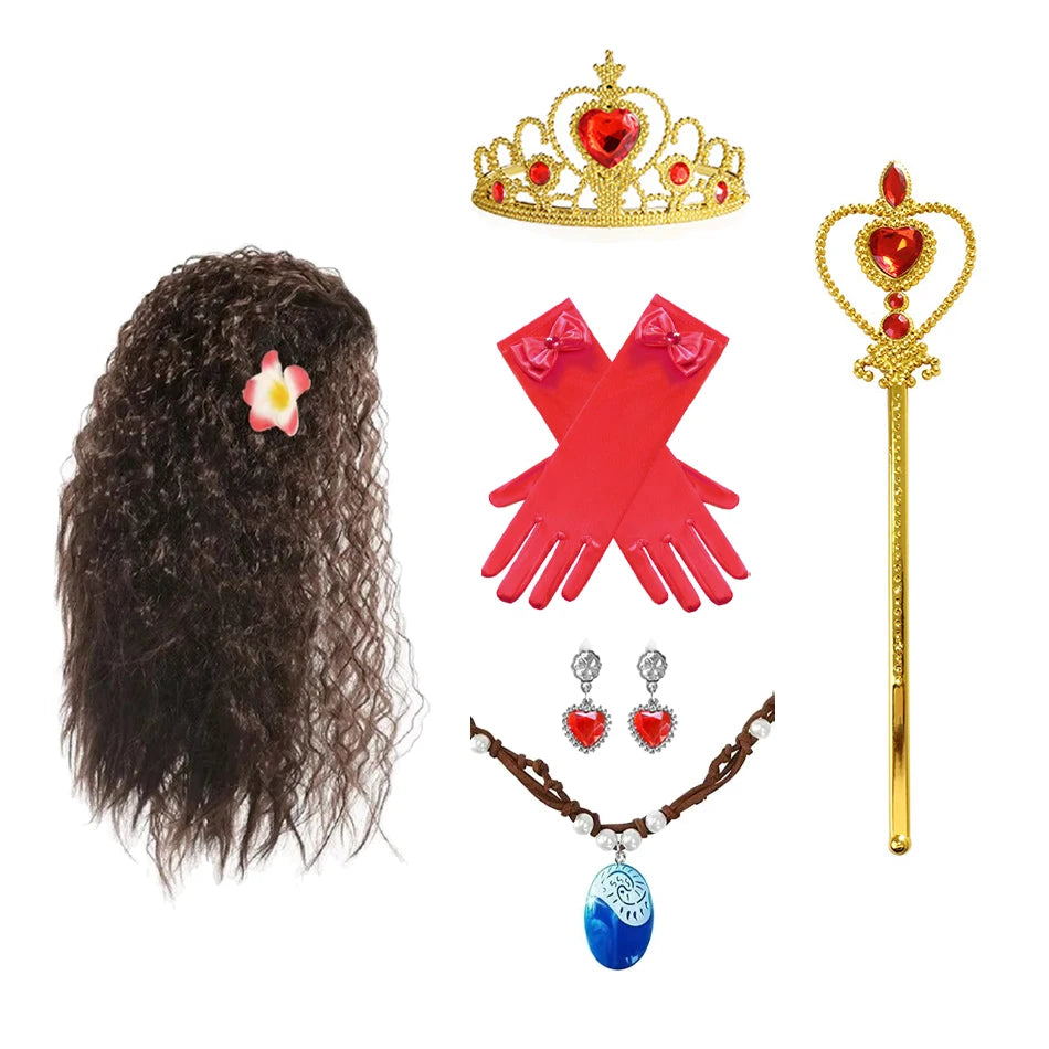 Zubehörset „Tropical Island Princess“ – Perücke, Schmuck und königliche Requisiten