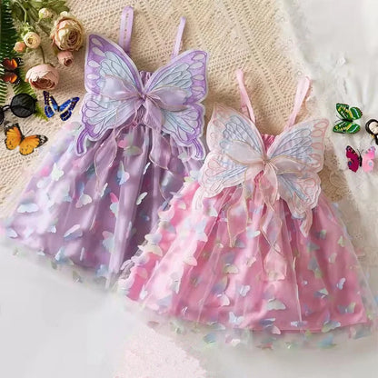Girls’ Pastel Butterfly Princess Dress