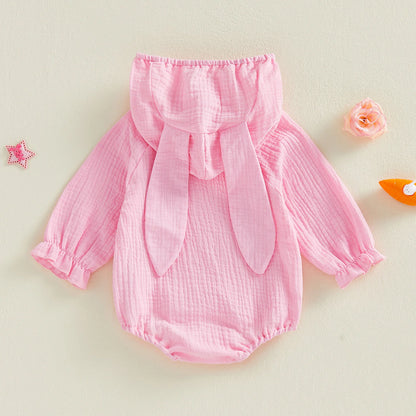Baby Bunny Hooded Romper – Soft Muslin Cotton