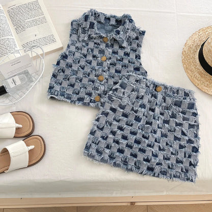 Braided Denim Girls Set