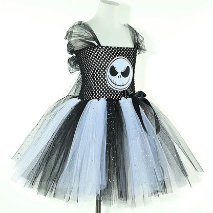 Spooky Skeleton Tutu Costume Dress for Girls