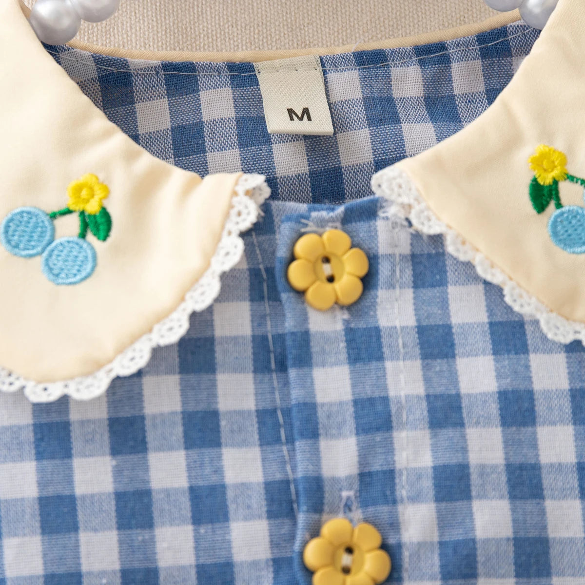 Gingham Bunny Embroidered Dress for Girls