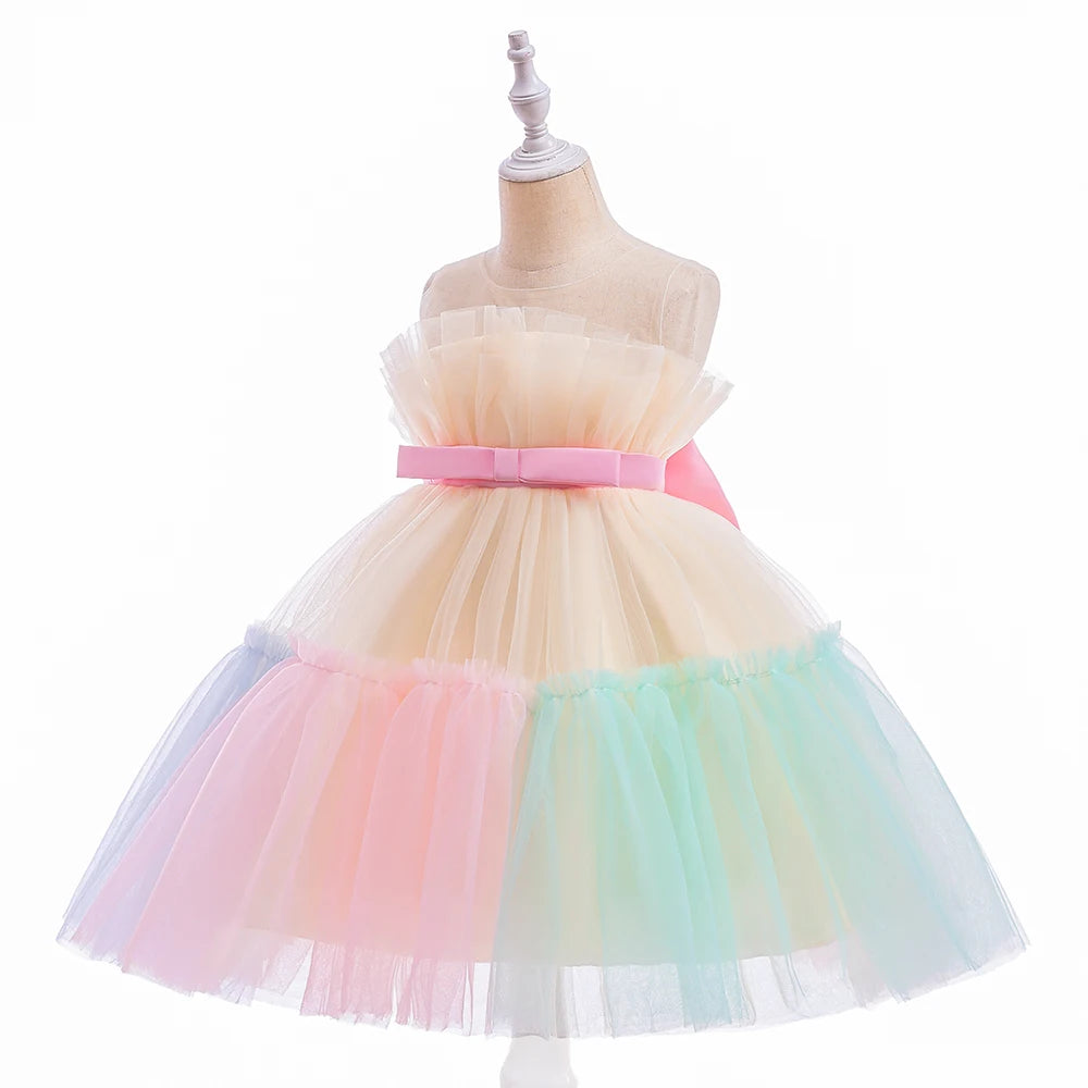Regenbogen-Tüll-Prinzessinnen-Partykleid