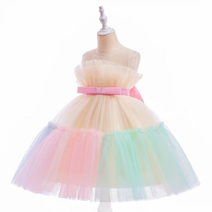 Regenbogen-Tüll-Prinzessinnen-Partykleid
