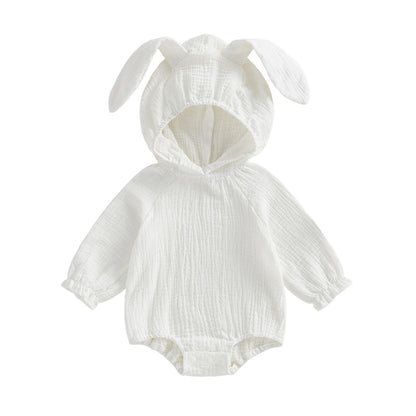 Baby Bunny Hooded Romper – Soft Muslin Cotton