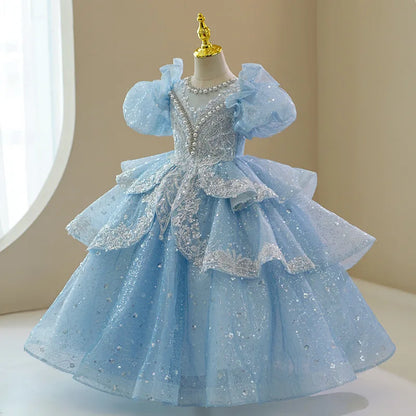Vestido de princesa azul de lujo